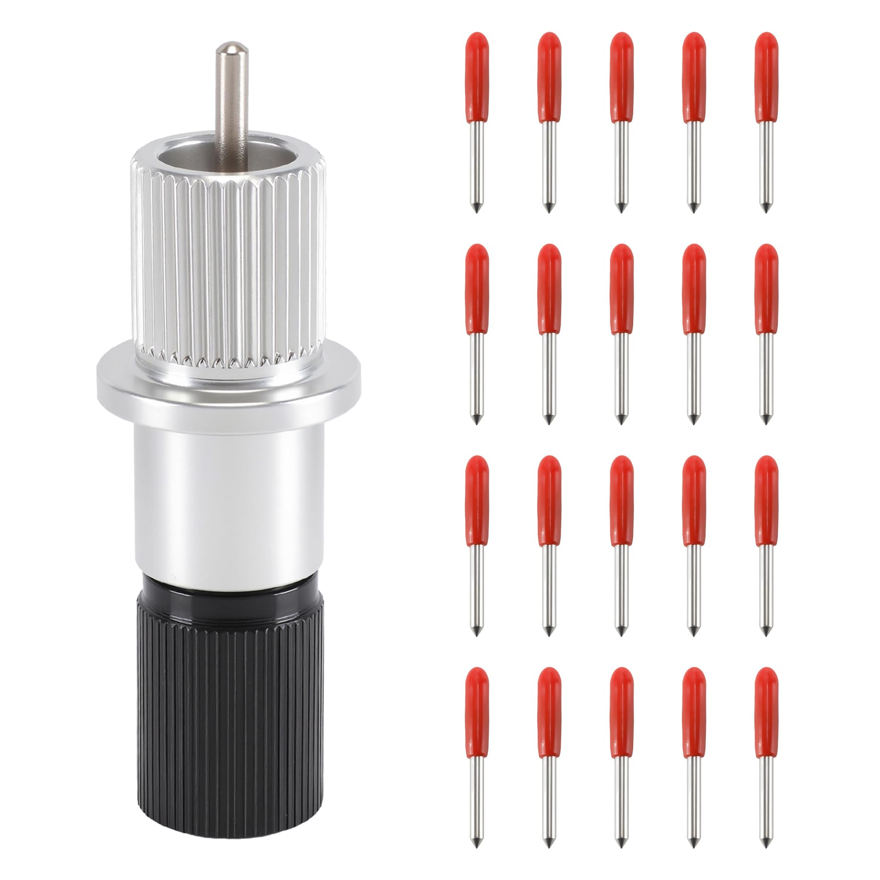20 Pcs BFVV 45 Degree Vinyl Cutter Plotter Cutting Blades Compatible with Roland Cutting Plotter, with Blade Holder Base, Standard Tungsten Carbide Blades Cut Multiple Materials