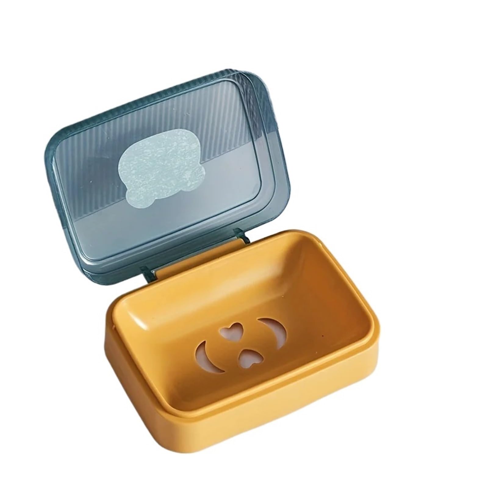 Jabonera 2 Piezas, Plato portátil, Caja con Tapa, Soporte de plástico for el hogar, jabonera for baño, artículos Viaje para BañO(Yellow)