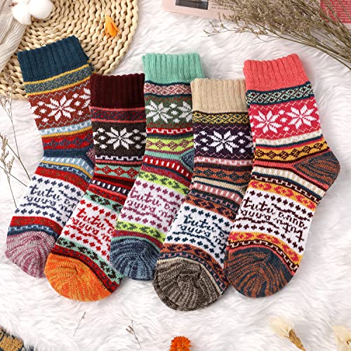 Image of Pleneal Wool Socks for Women - Womens Wool Socks Winter Warm Cozy Knit Sock for Women Men