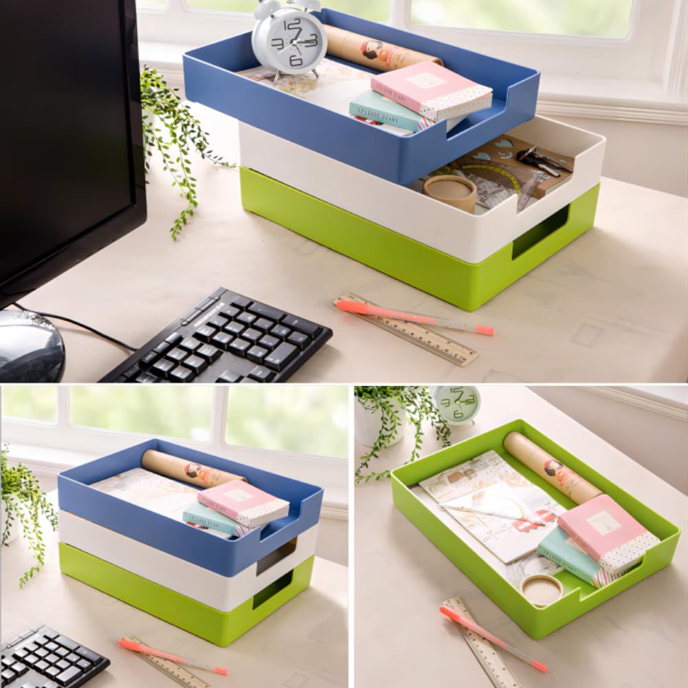 Briefablage Stapelbar Kunststoff A4 Dokumentenablage Schreibtisch Organizer Papierablage