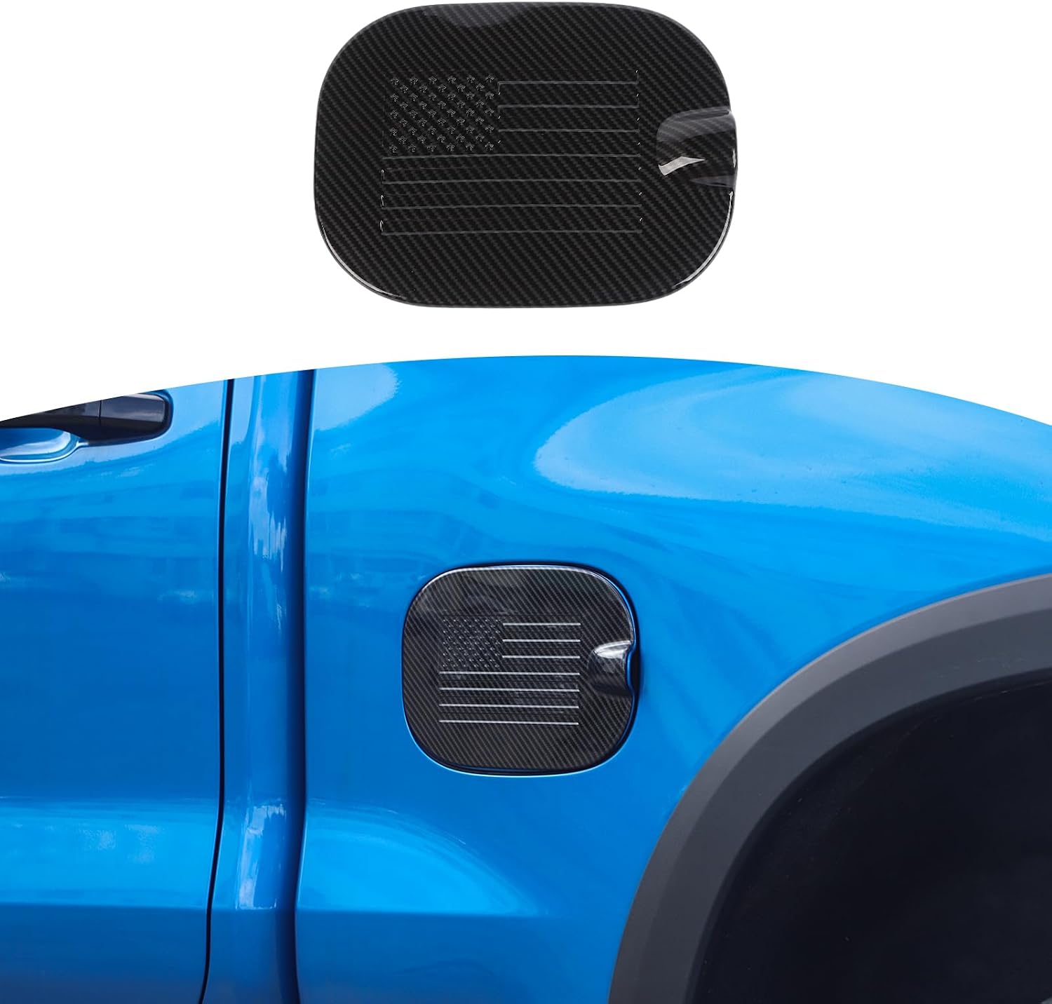 RT-TCZ for Silverado Gas Cap Door Cover Trim for Chevy Silverado 1500/GMC Sierra 1500 2019-Present Chrome Flag Exterior Accessories