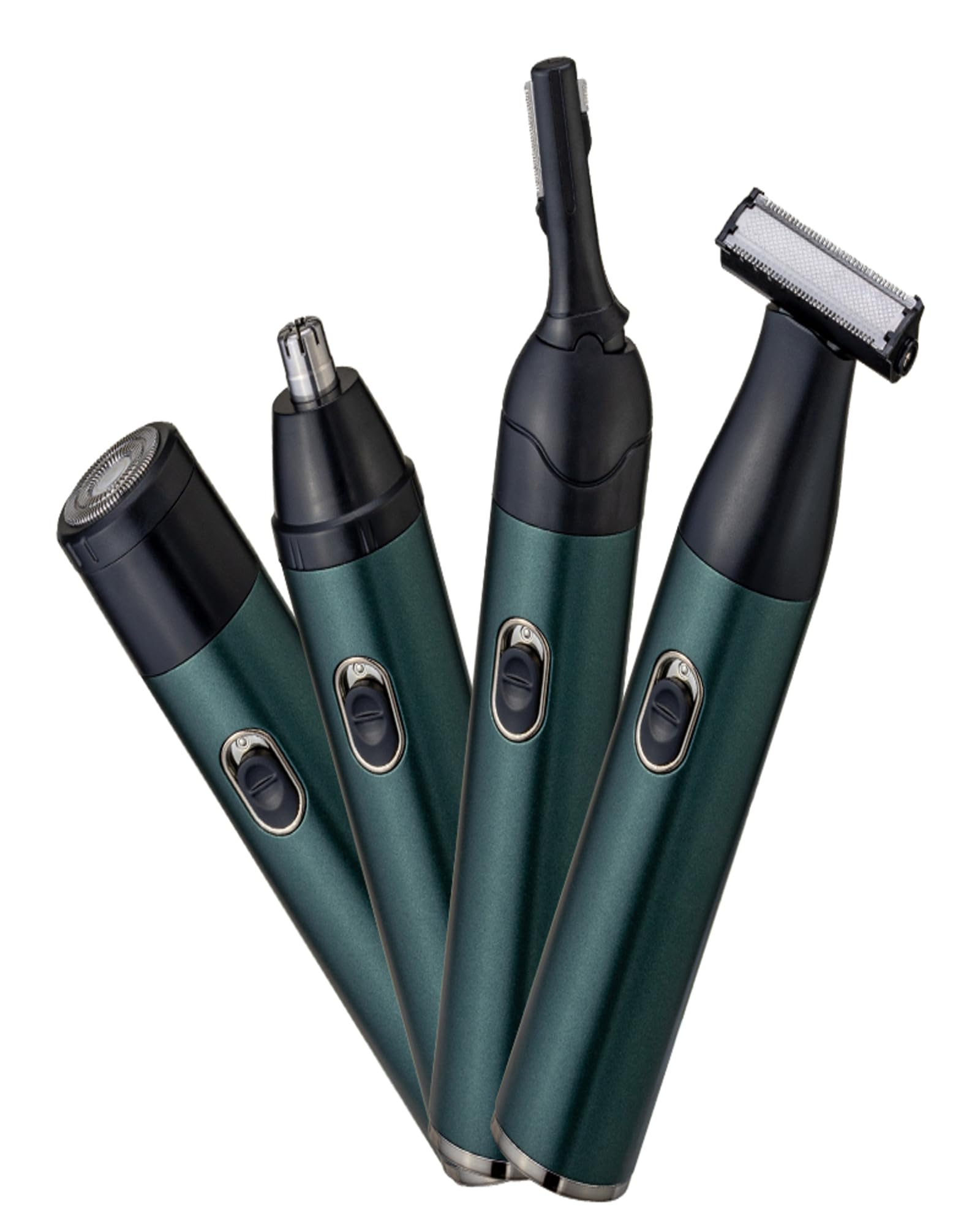 Halorient 4 in1 ear, nose hair and eyebrow trimmer for Men & Women, full body trimmer and electric shaver for men & women, Waterproof & USB-C rechargeable, Green.