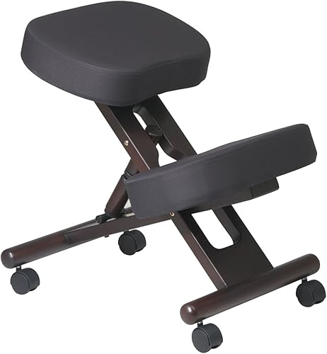 Office Star KCW778 - Rodillera de diseño ergonómico con ruedas espuma viscoelástica y base de madera con acabado de expreso color negro base de