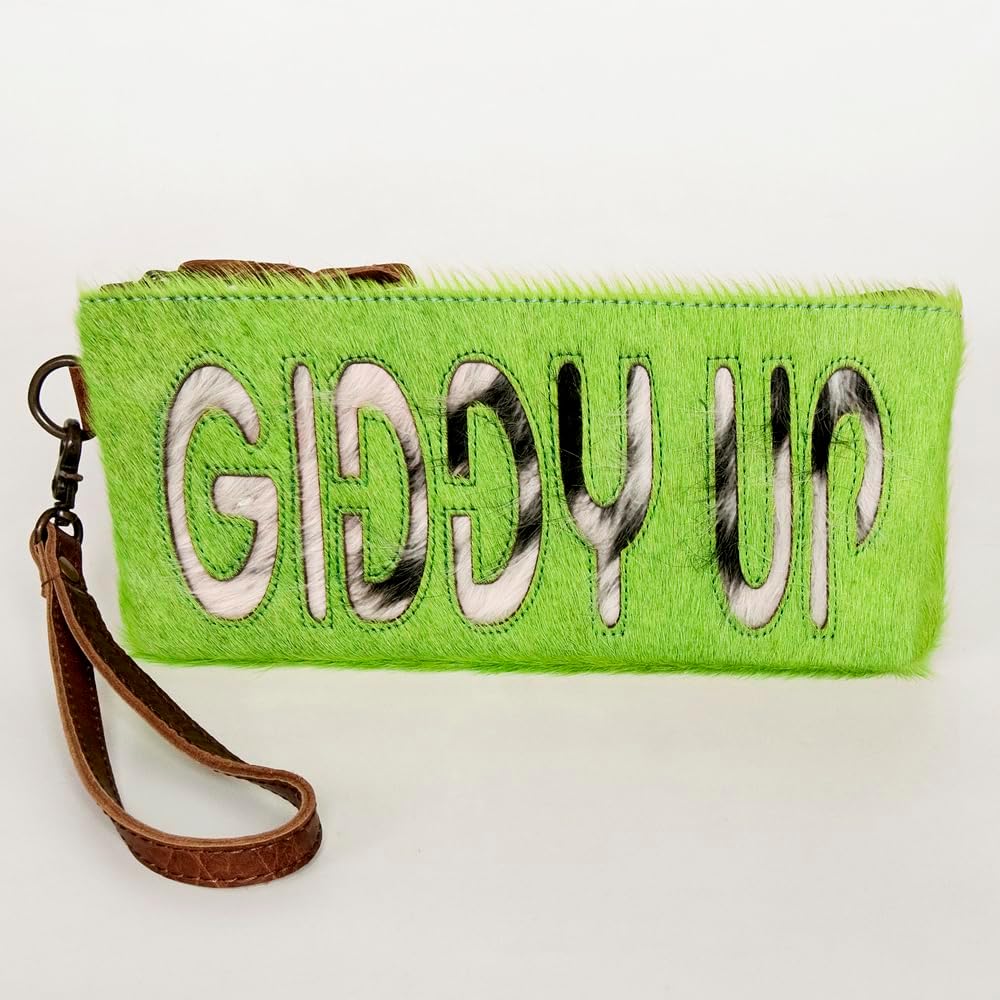 American Darling Women's Wristlet Bag Western Hair on Genuine Leather Handbag and Ladies Purse