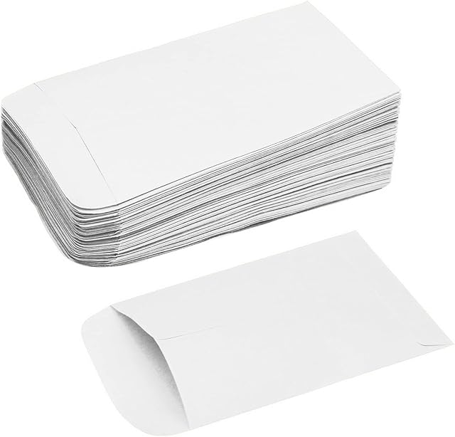 kuou 100 Pcs Small White Money Envelopes for Money Seeds, Small White Seed Coin Tiny Envelopes Dinner Money Envelopes for Packing or Storing Small Items Wages Beads Money(6 * 10cm/2.4 * 3.9inch)