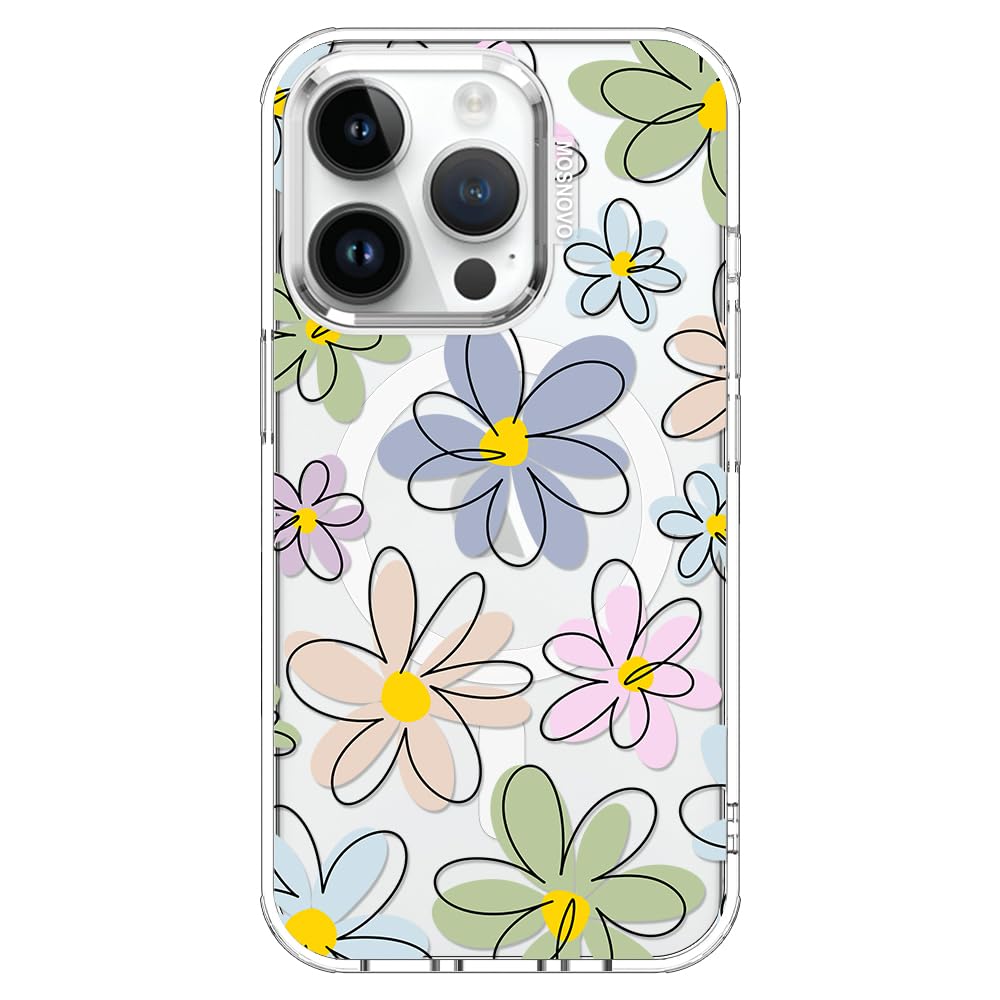 MOSNOVO Case for iPhone 14 Pro, [Compatible with Magsafe] [Buffertech 6.6ft Military-Grade Drop Protection] [Anti Peel Off Tech] Clear Phone Case