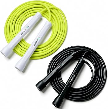 HEREROPE Adjustable Jump Rope 5mm PVC Skipping Rope with Unbreakable Handles, Non-Kinking, Includes 1 Spare Rope for Indoor & Outdoor Fitness Training for Men, Women