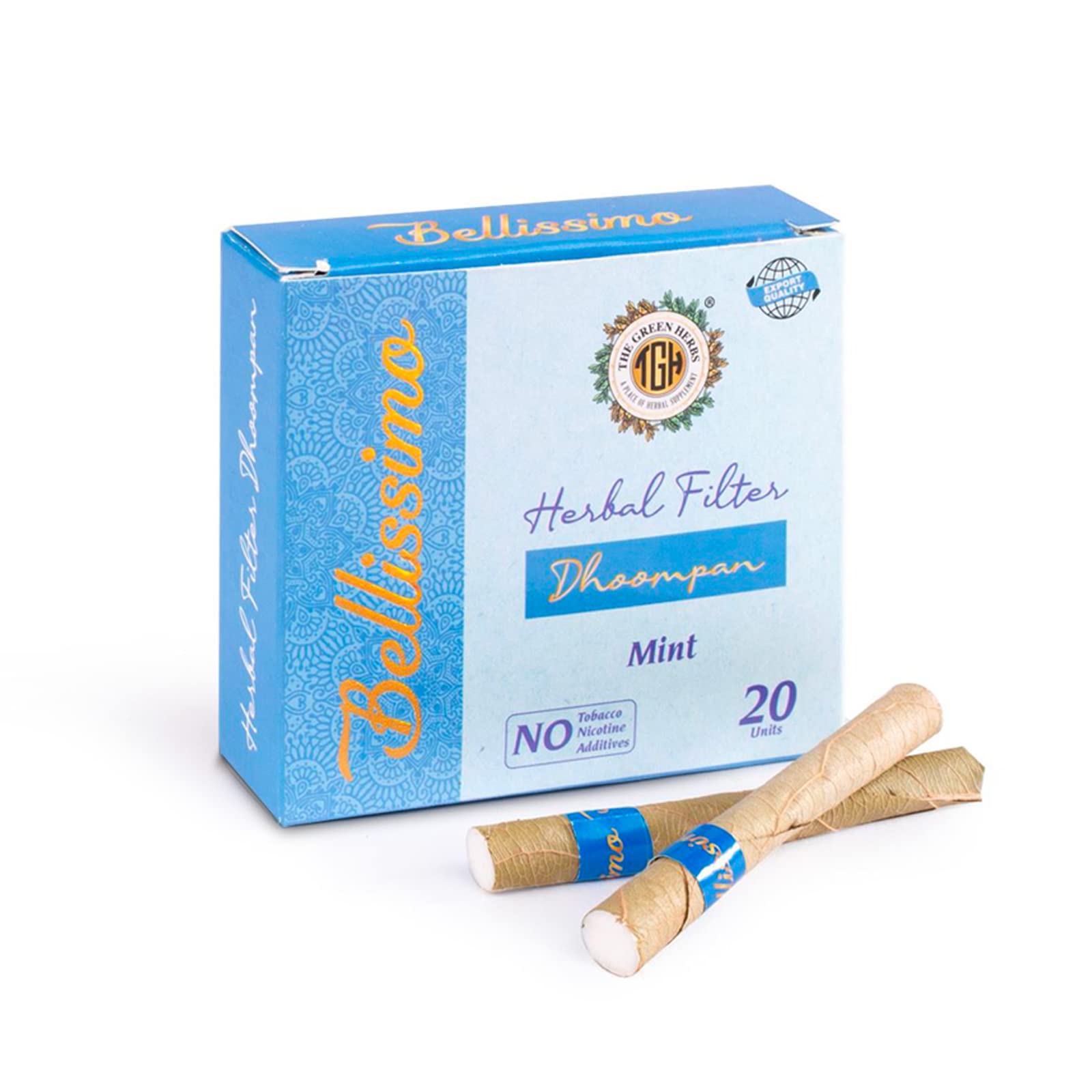 Bellissimo Herbal Cigarette, Tobacco & Nicotine free Herbal Filter Dhoompan, Mint Flavor, Rolled in Tendu Leaves, Helps Quit, Non-Addictive Sticks, 1 Pack, 20 Cigarettes (B0CBBHWGW3) Amazon Price History, Amazon Price Tracker