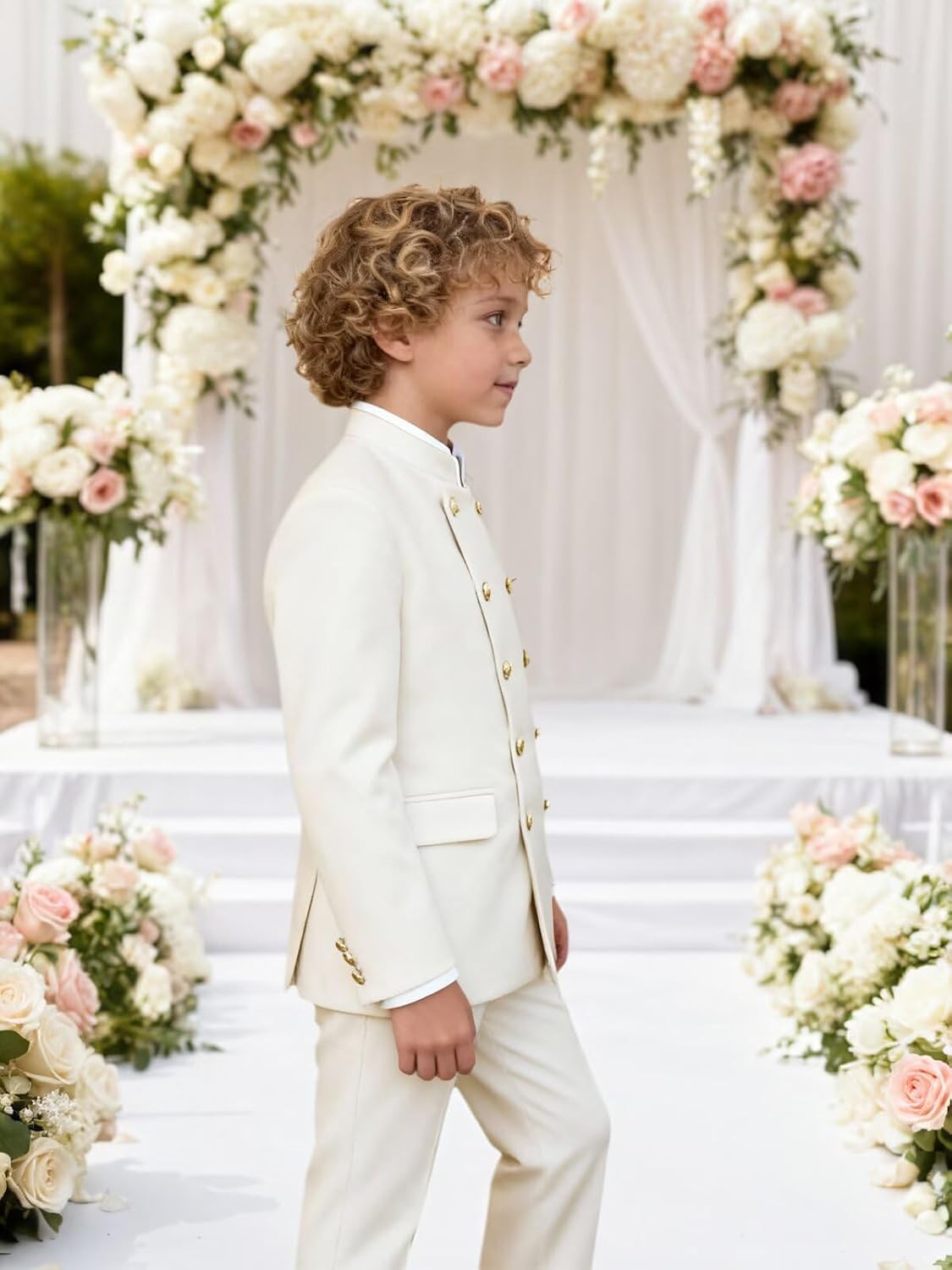 Netsky Boys Suits 2 Piece Boy Formal Suit Double Breasted Mandarin Collar Suit for Kids Boy Traditional Wedding Outfit