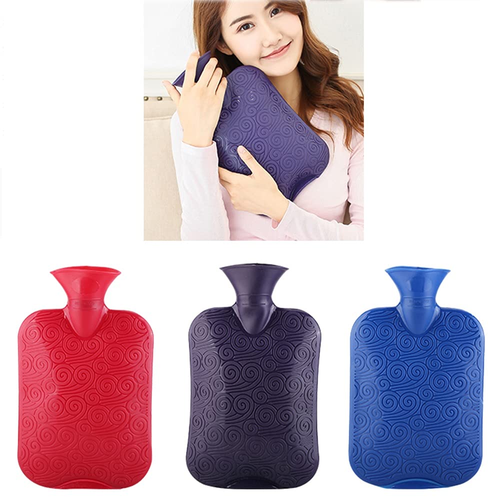 Bolsa de agua caliente Bolsa De Agua Caliente Con Funda Piel Sintética Multicolor 1L-2L(Purple,2000ML)