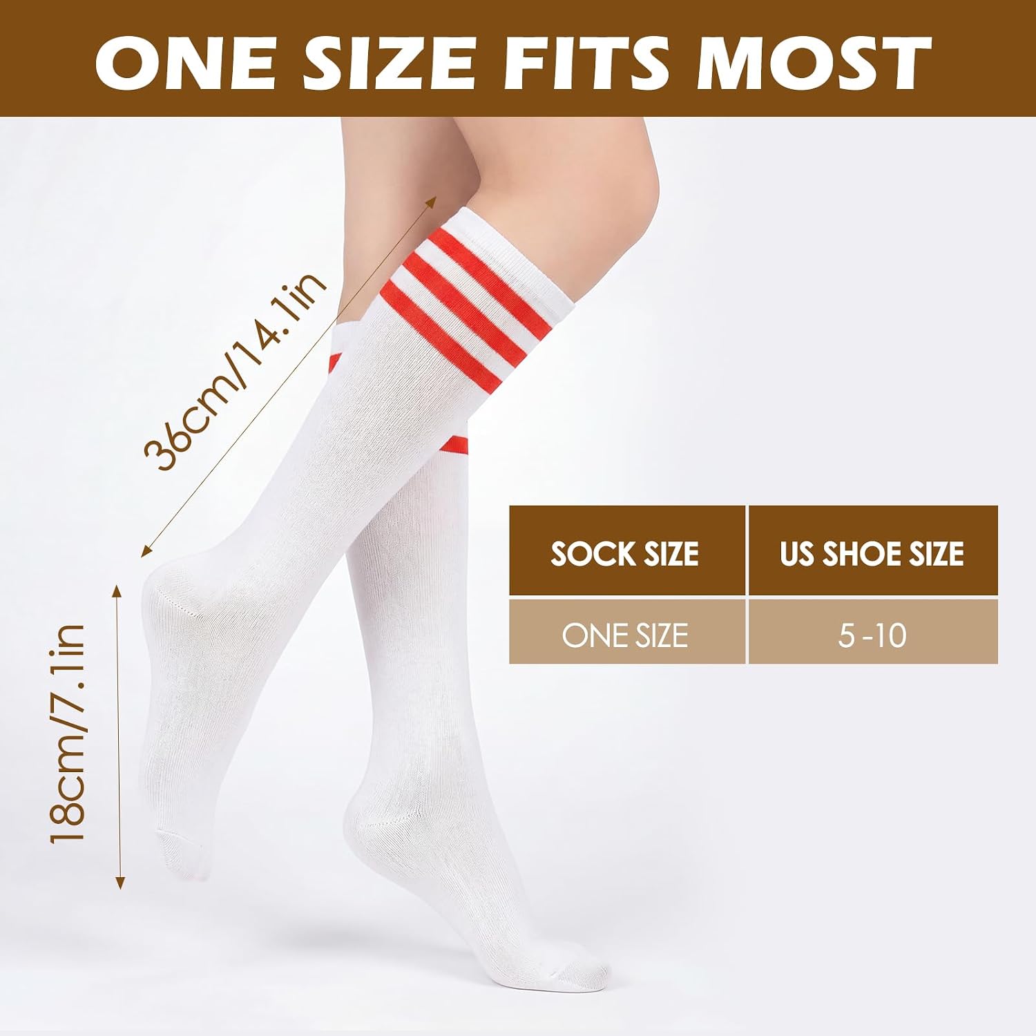 American Trends Womens Athletic Knee High Socks Outdoor Sport Thigh High Stockings Casual Stripes Tube Socks