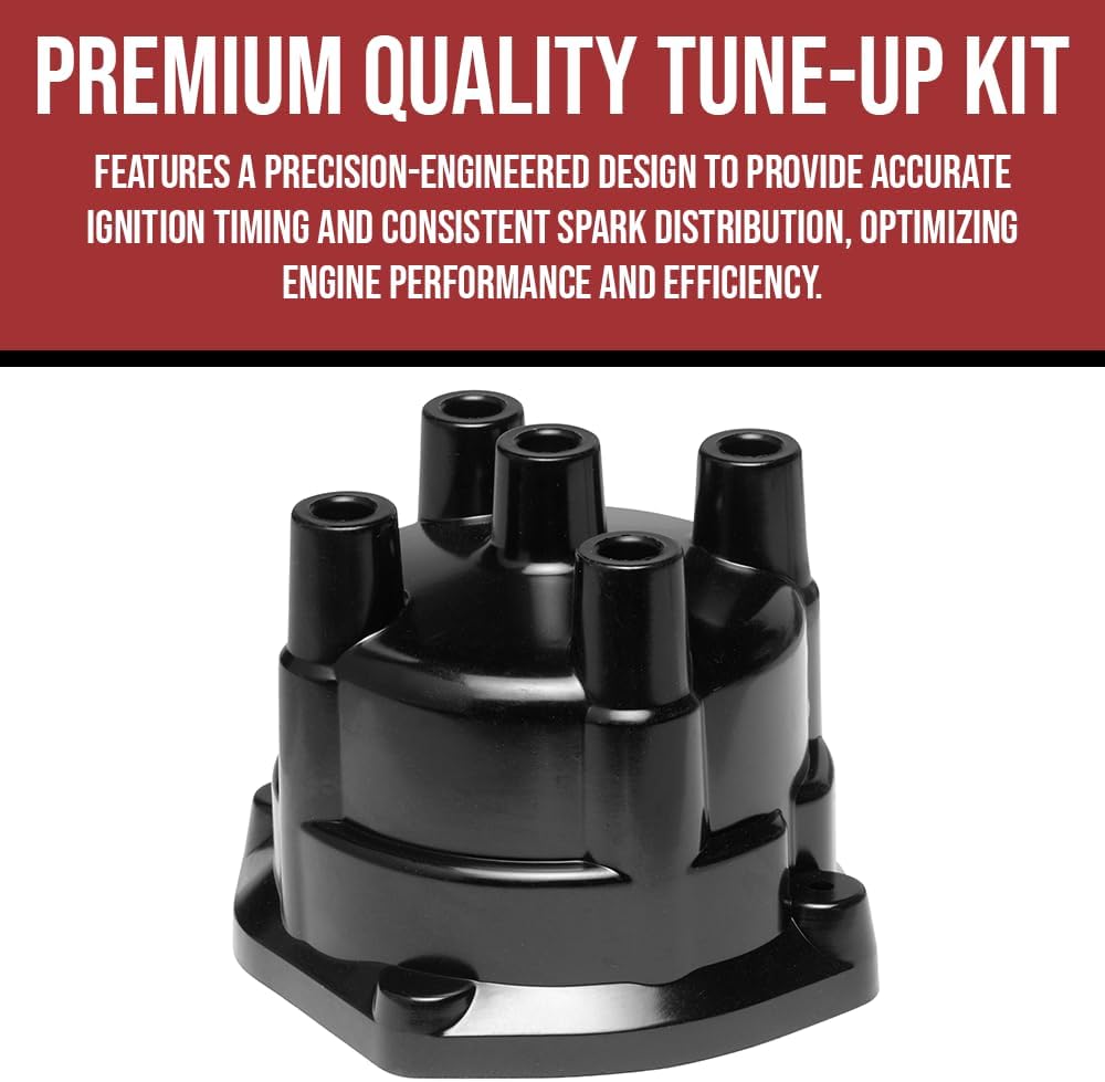 RPS Tune Up Kit for MerCruiser & OMC 2.5L, 3.0L, 3.7L Engines (1963-1989) | Distributor Cap, Rotor, Points, Condenser & Spark Plug Wires | Replaces Part 393-9459Q1, 380541, 18-5385
