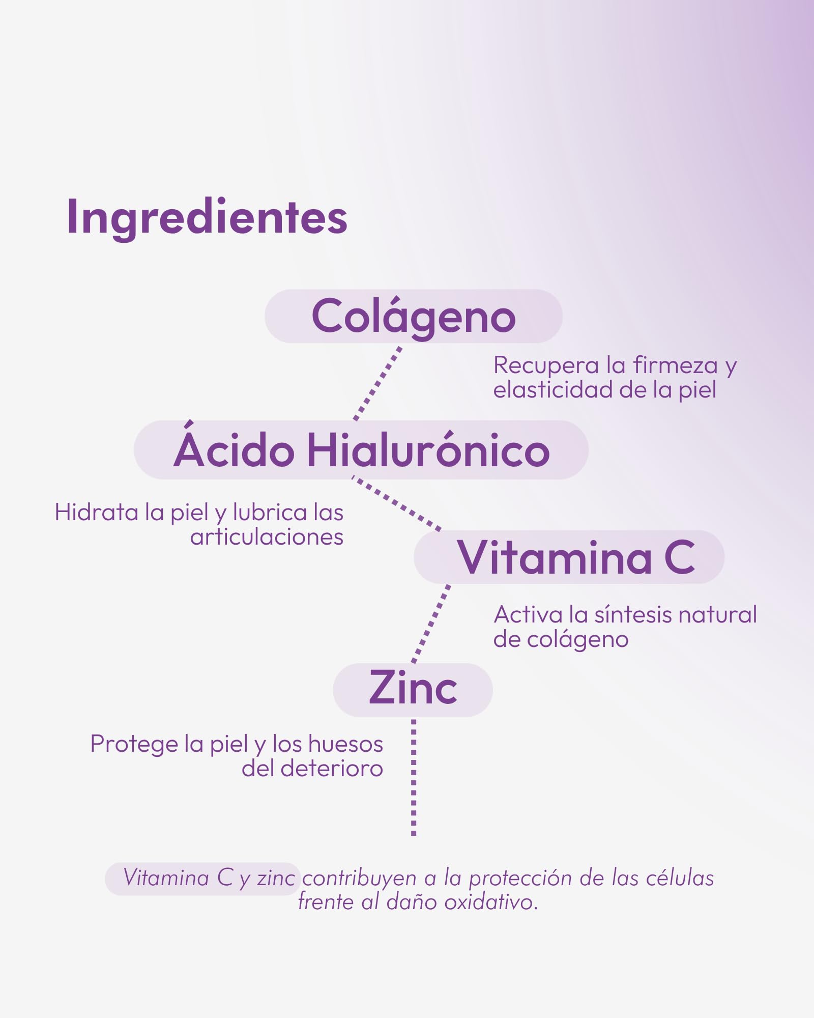 Colágeno Hidrolizado con Ácido Hialurónico, Vitamina C y Zinc | Fórmula 4 en 1 | 60 Cápsulas | Collagen Power | divain. Care