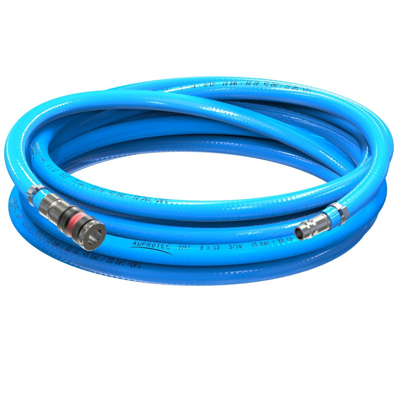 AUPROTEC set de manguera de aire comprimido Ø 8 mm interior, 10 m de PVC con acoplador rápido S2000 para compresores de aire, manguera para compresor AUPROTEC de alta flexibilidad