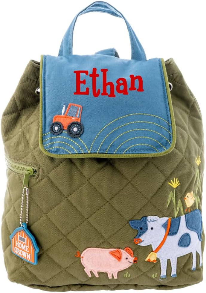 Stephen Joseph Kids Backpack - Travel Backpack - Children's Back to School Supplies - Quilted Tote Bag (Personalized Farm Animals)