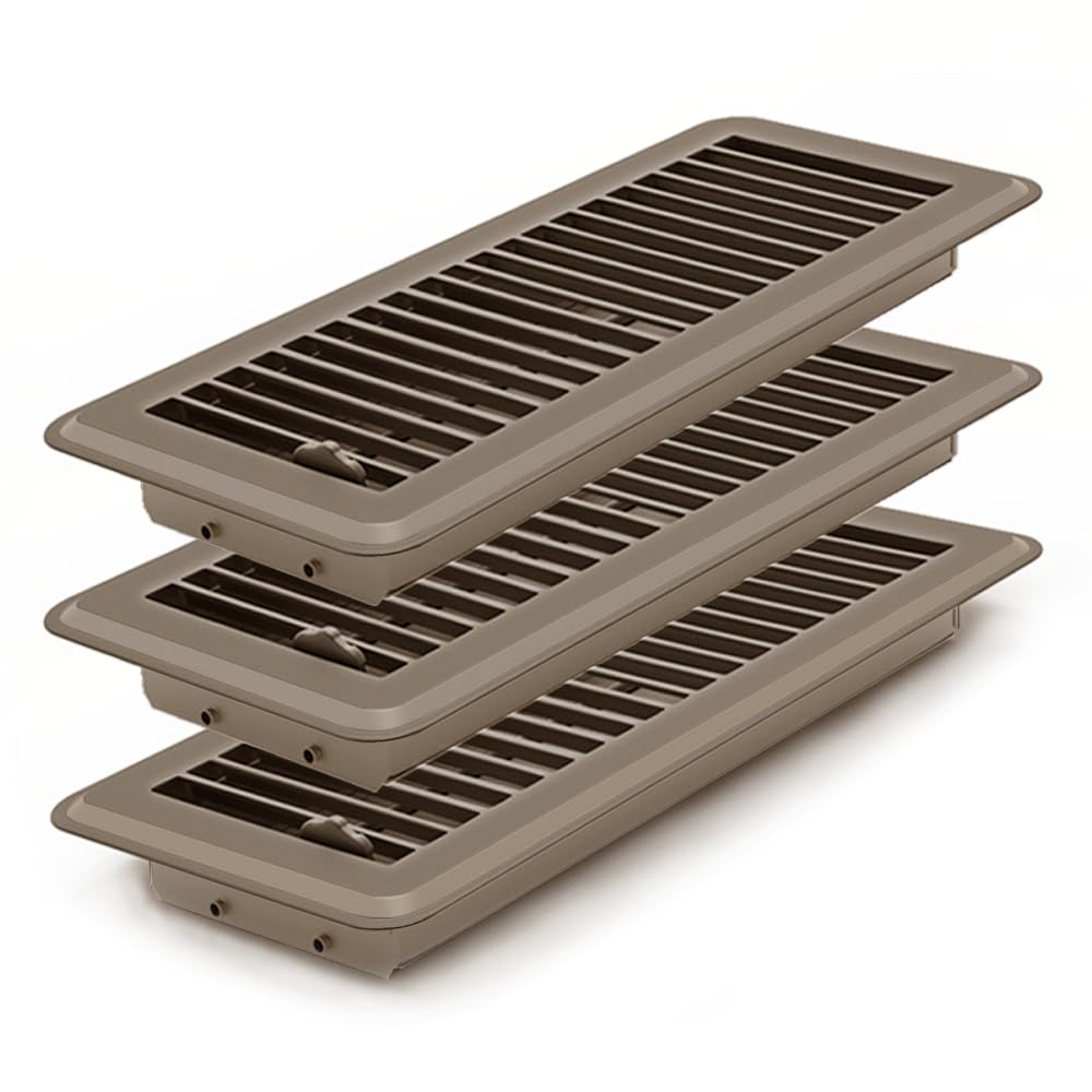 FanGoFast 4" x 12" Floor Register 3 Pack, Heavy Duty Steel Walkable Floor Vents, Easy Adjust Air Vent Covers for Home Floor Wall Sidewall Office (