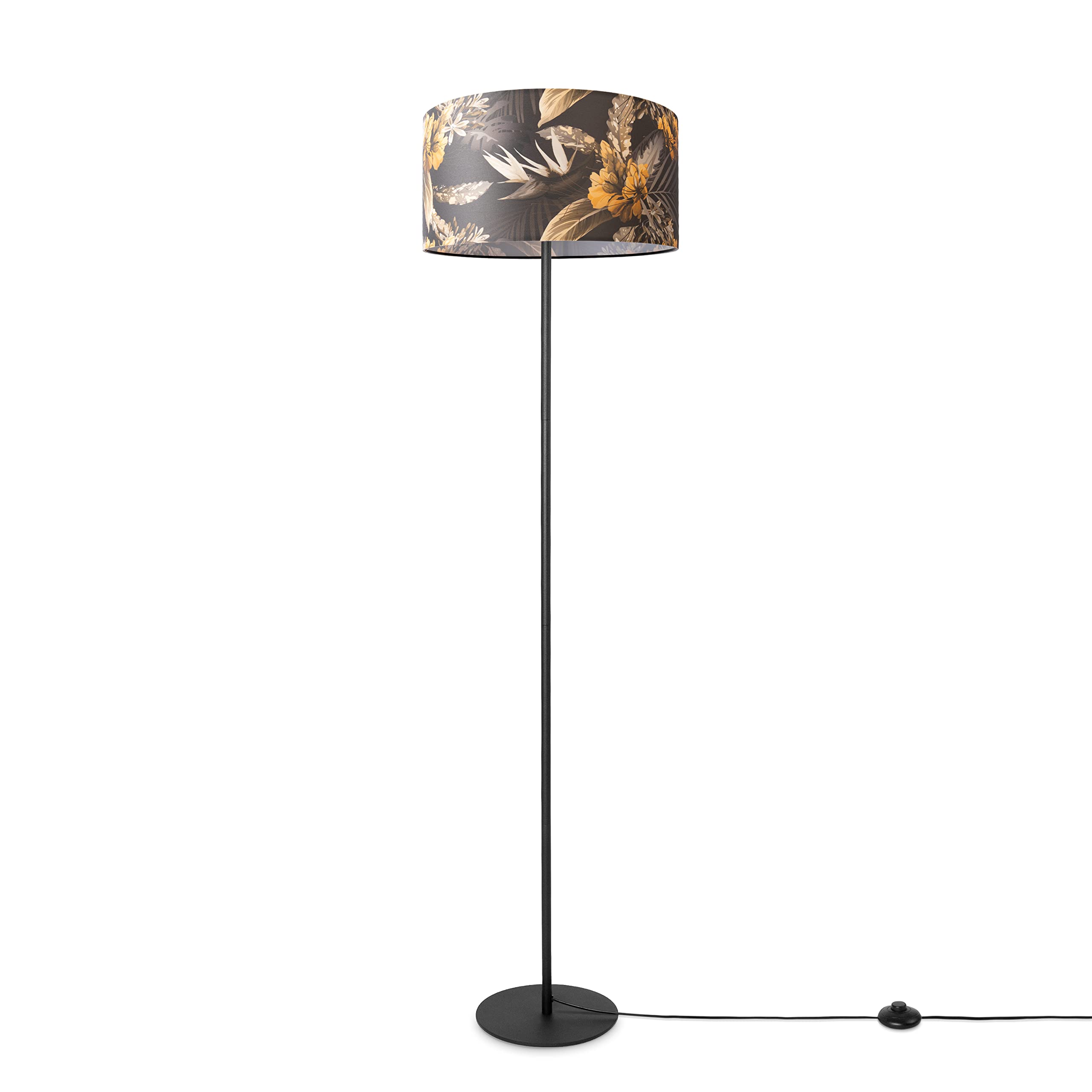 Paco Home Stehleuchte Dreibein Stehlampe Rund Lampenschirm Ø38 cm, Urban Jungle Design