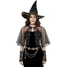 Moon Witch Accessories Set for Women, Hat Cape Choker Gloves