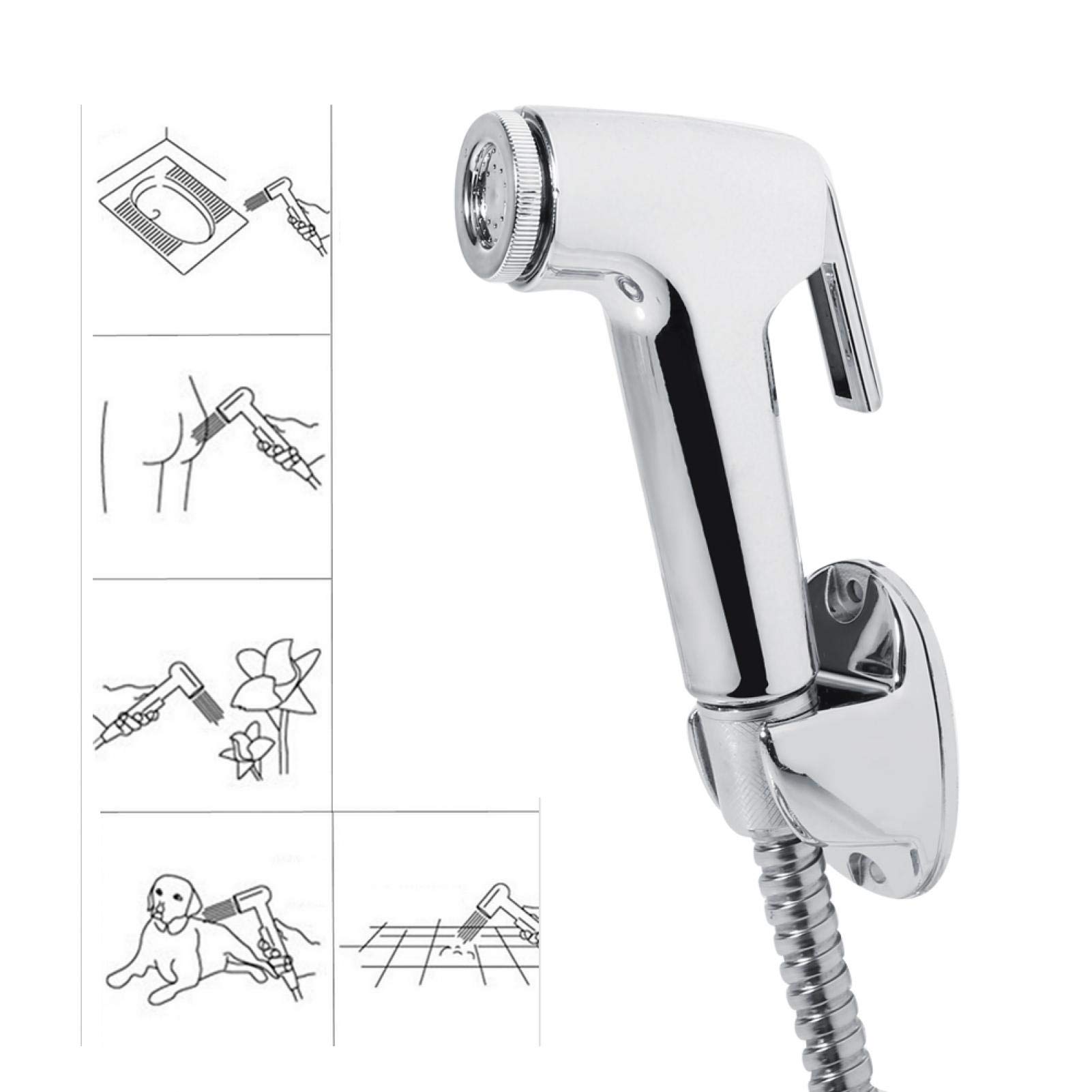 Spruzzatore bidet a mano, Doccetta a Mano Bidet Doccetta Bidet Multifunzione WC Bidet Spruzzatore Doccia Spray WC in acciaio inox con supporto per tubo