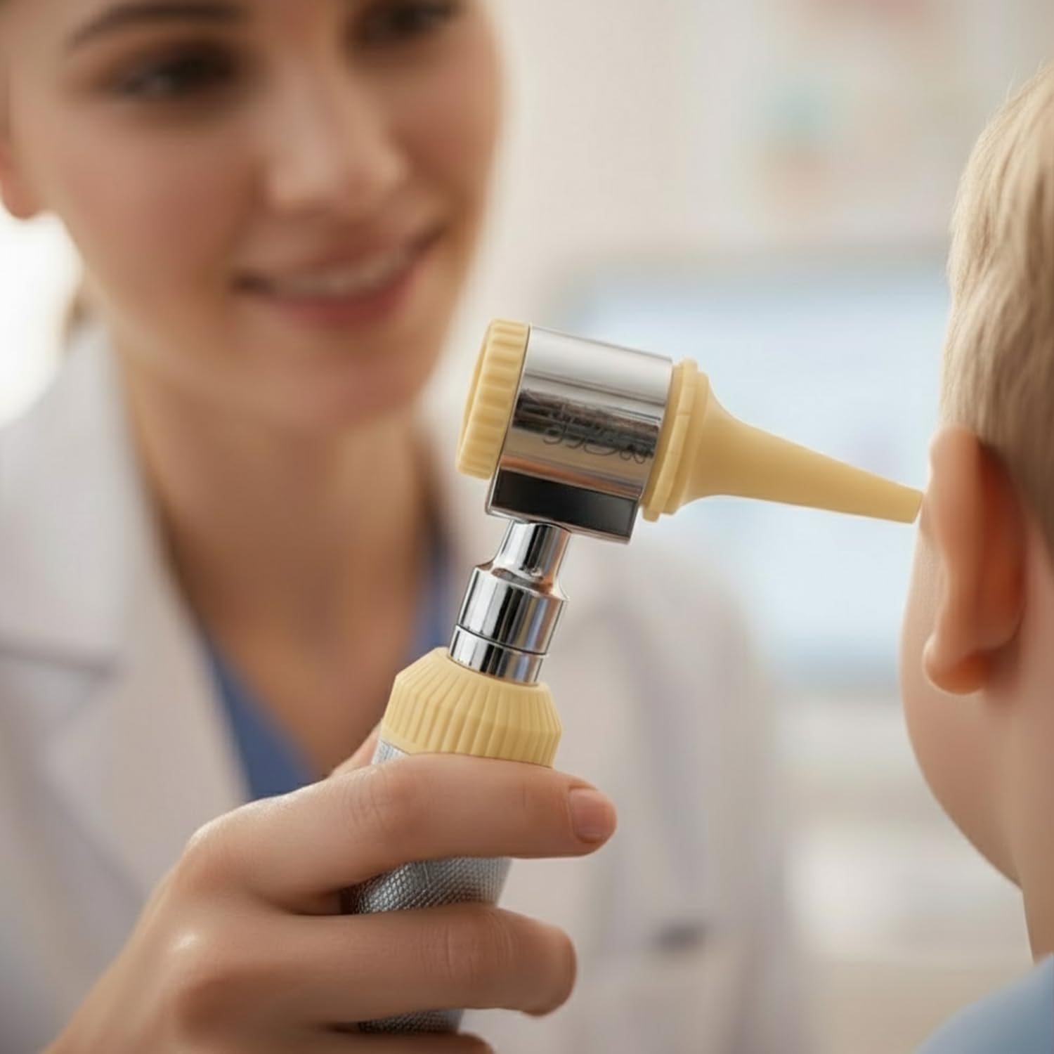 YNR Otoscope de diagnostic grossissant - Lumière directe à LED - Otoscope auriculaire pour médecins, infirmières, adultes, enfants, bébés et animaux âgés - Crème