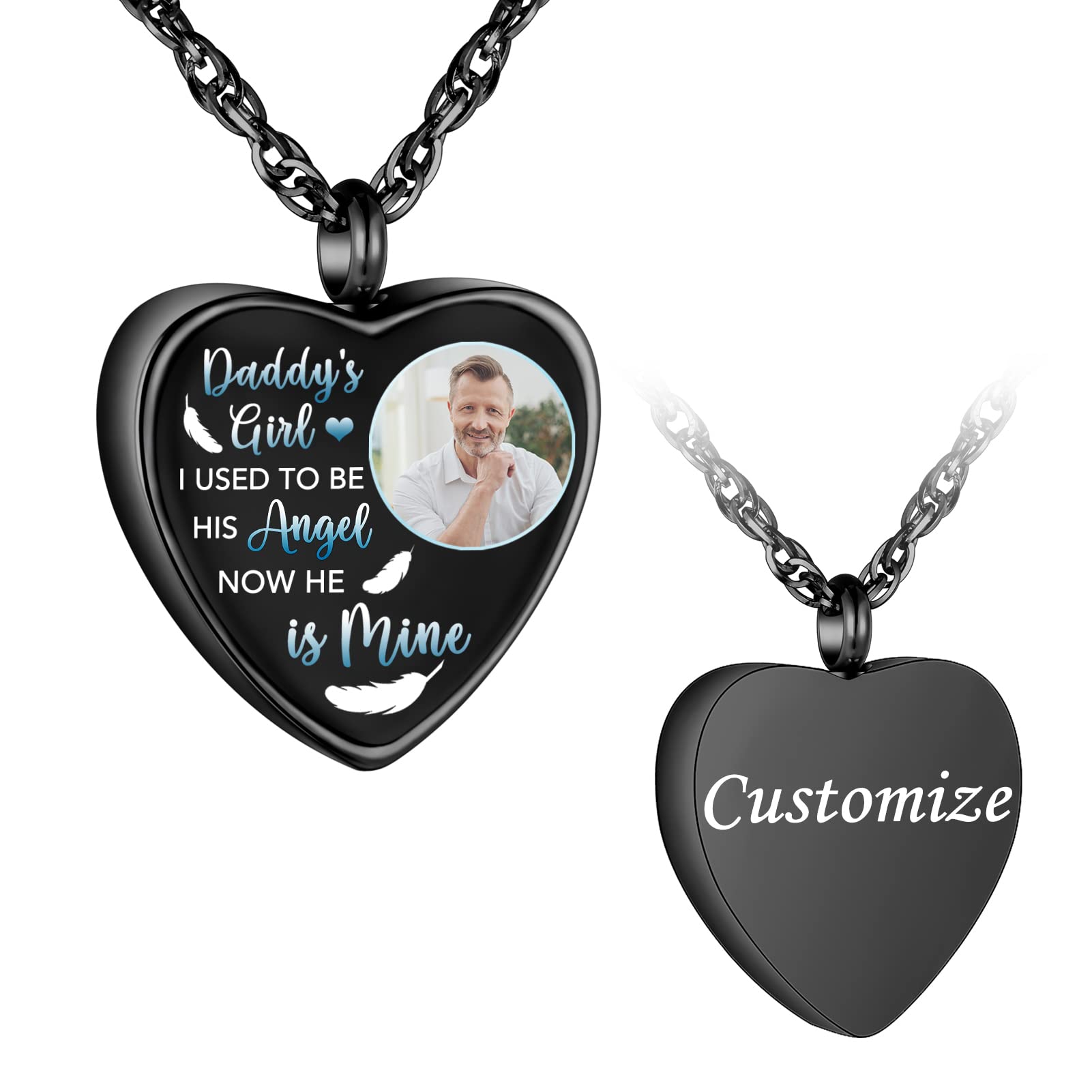 abooxiu Personalized Photo Urn Necklace for Ashes Heart Ashes Necklace Stainless Steel Cremation Necklace for men women Ash Holder - Forever Missed