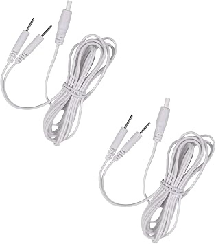 2.35mm Plug to 2.0mm Pin TENS Electrode Lead Wires 2-Pack, Durable Replacement Cables, Compatible with Most TENS/EMS Units, Flexible, Tangle-Free & Long-Lasting