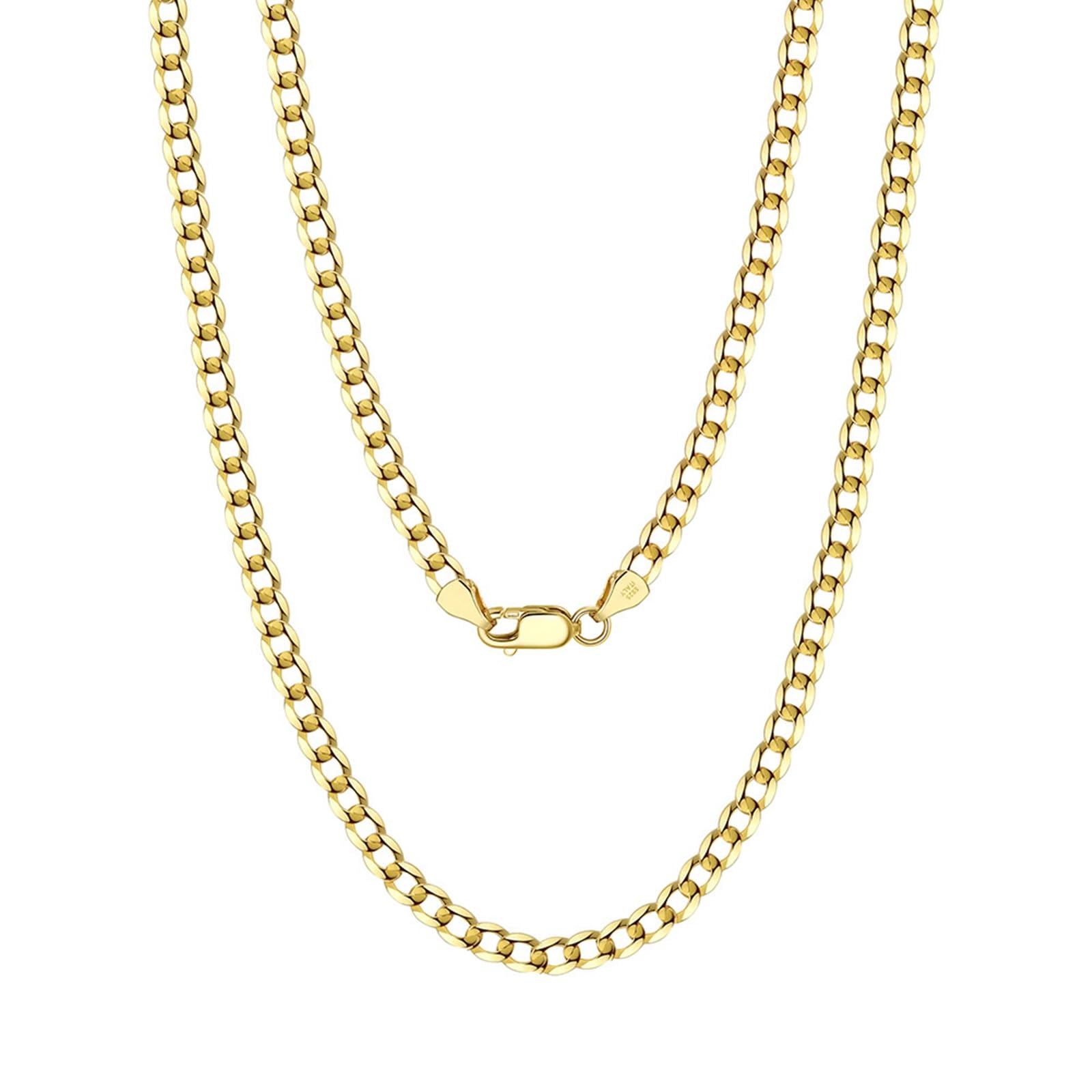 Catena Uomo Donna Argento 925, 3mm Collana a Catena Curb Lucida 40-60cm