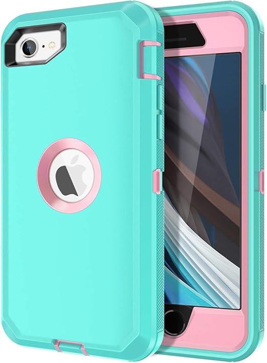 Amazon Com I Honva For Iphone Se Case Built In Screen Protector Shockproof Dust Drop Proof 3 Layer Full Body Protection Rugged Heavy Duty Durable Cover For Apple Iphone Se 2nd Gen 4 7 Inch Mint Green Pink
