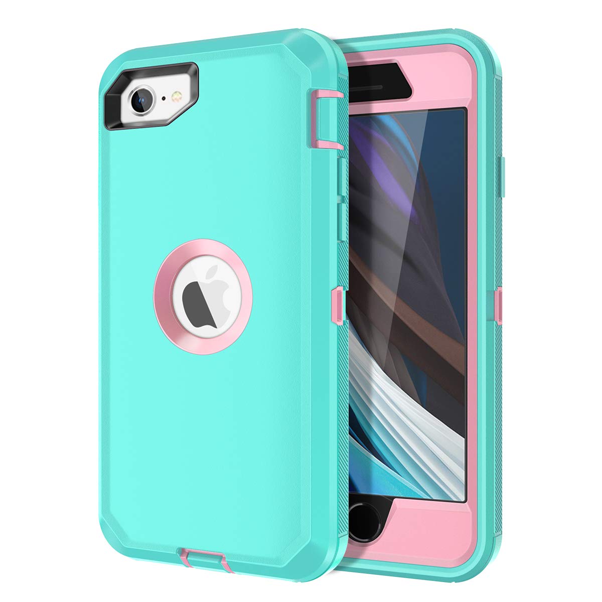 I-HONVA for iPhone SE 2022/2020 Case Built-in Screen Protector Shockproof Dust/Drop Proof 3 in 1 Full Body Rugged Heavy Duty Cover for Apple iPhone SE