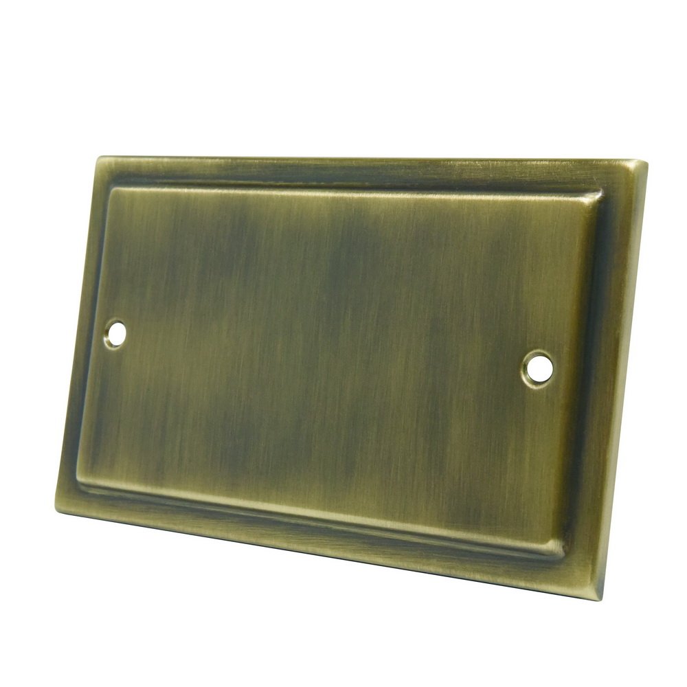 AET VAB2GBP 2 Gang Victorian Antique Brass Electrical Blanking Plate