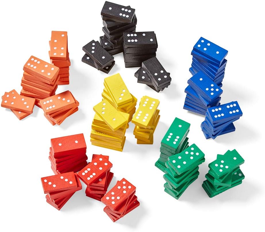 Wood, Assorted Colors, Dominoes Double-Six Classroom Kit (6 Sets of 28)