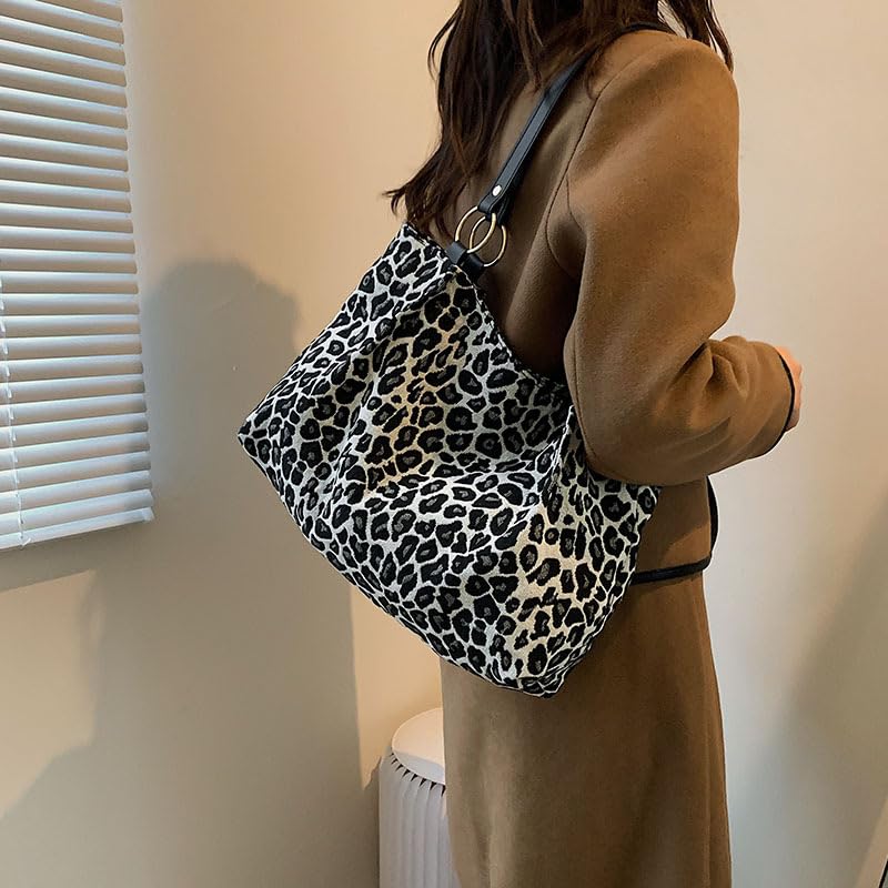 Image of Leopard Tote Bag for Women Cheetah Purse Vintage Hobo Bag Large Capacity Work Tote Bag