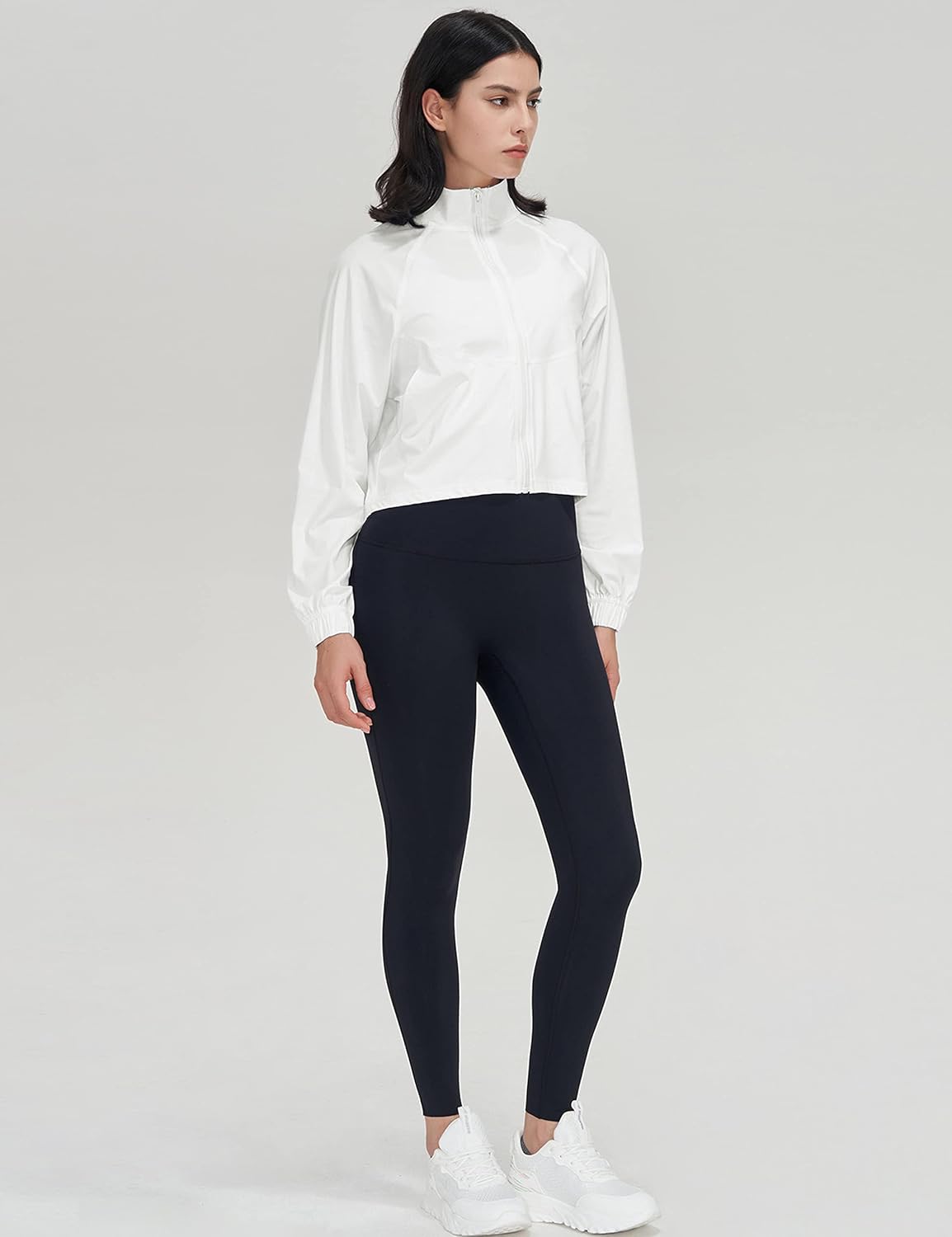 UANEO Womens Athletic Cropped Jacket Zip Up Long Sleeve Workout Tops Gym Yoga Running Sports Shirts Jackets - Image 6