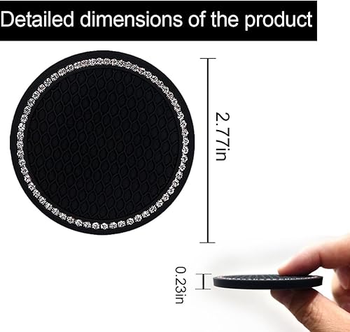 Miniatura 2 de Bling - Posavasos para automóvil, 2.75 pulgadas, antideslizante, a prueba de golpes, tapete integrado para bebidas, a prueba de polvo, accesorios