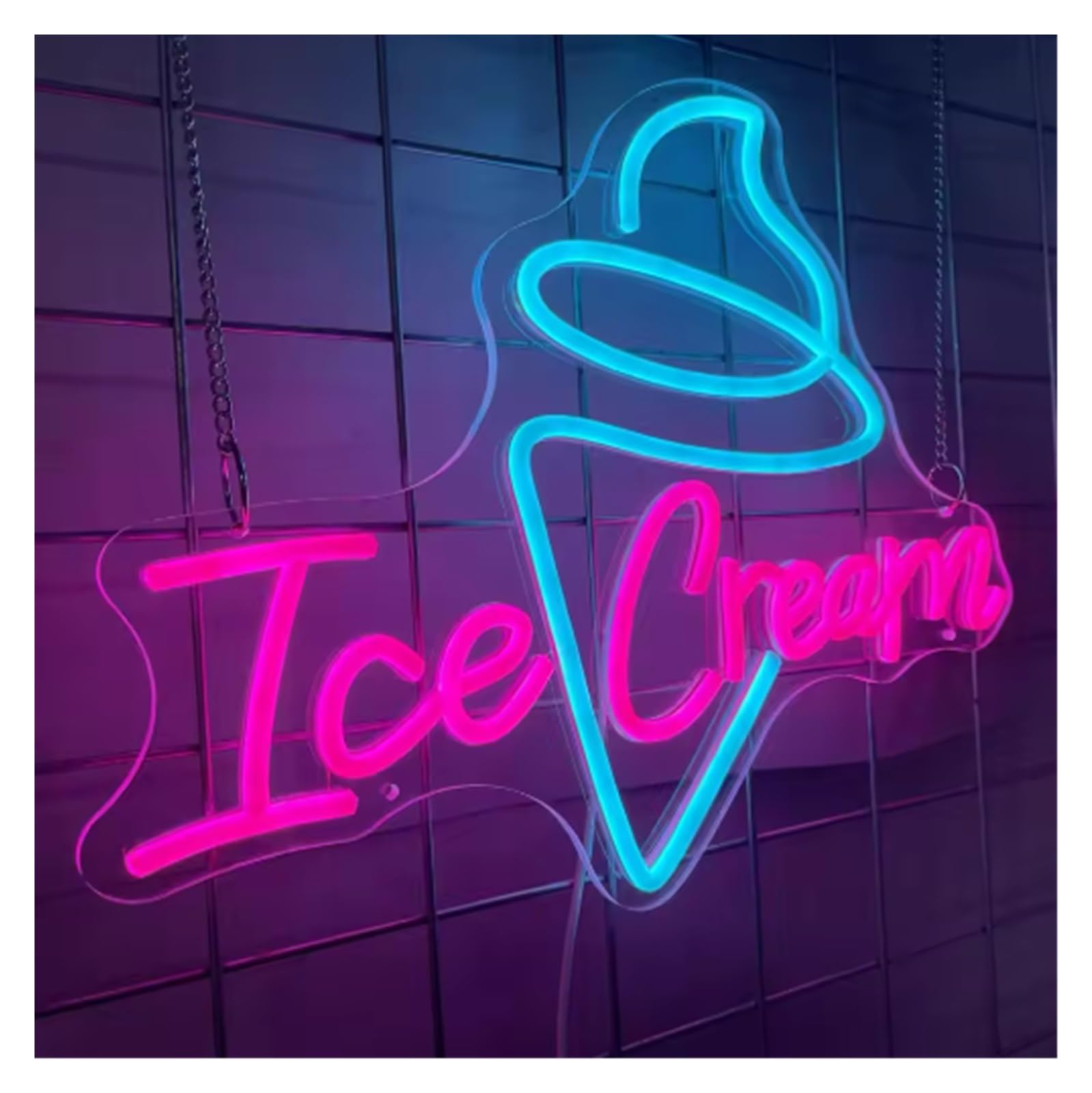 néon signe Enseigne Lumineuse Pour Glaces, Alimentée Par USB, Intensité Variable, Pour Magasin, Café, Restaurant, Fête, Glacier, Décoration Murale, 37.3cmх30cm