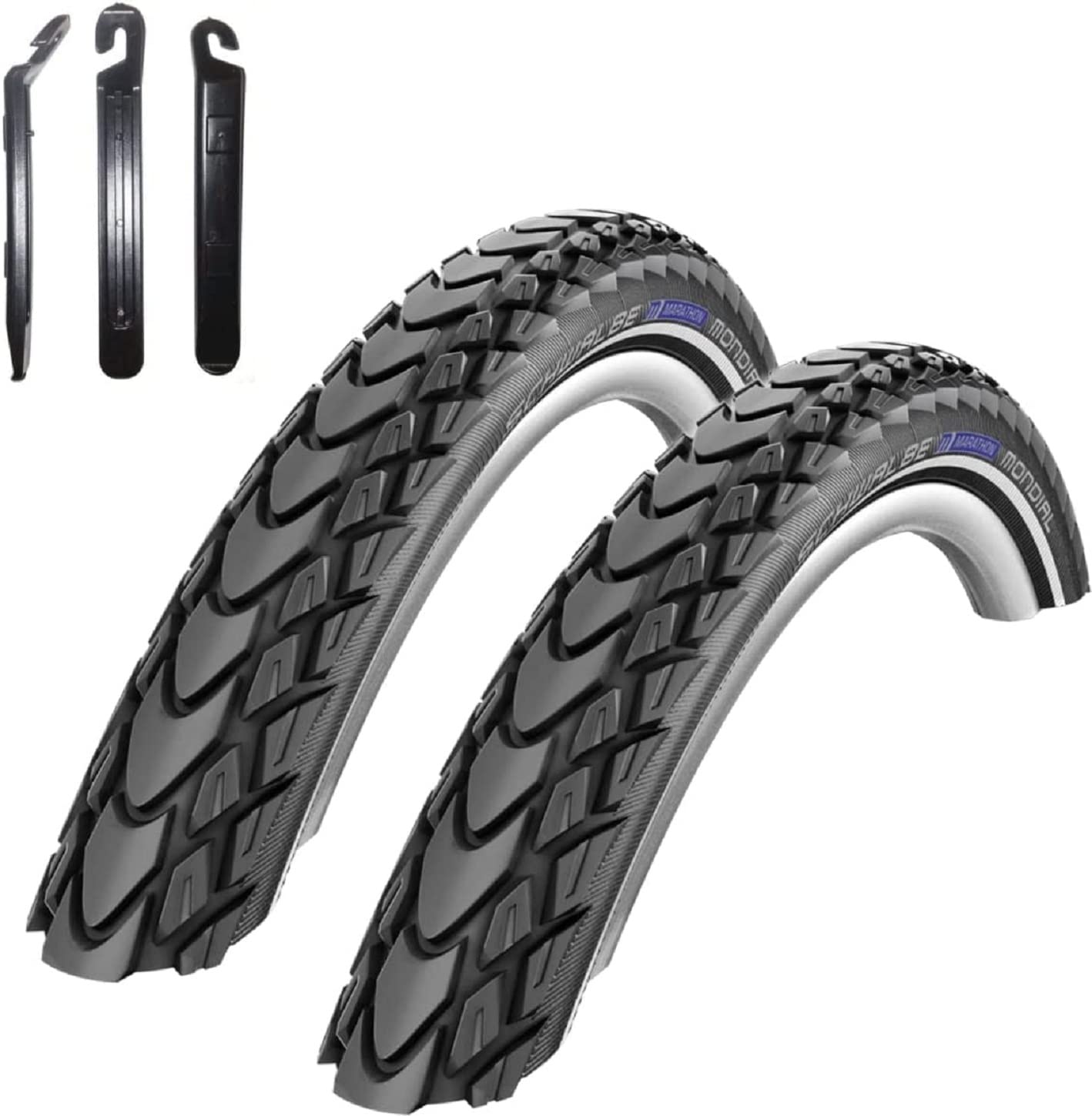 2 x Schwalbe Marathon Mondial Performance opony rowerowe RaceGuard E-25 płaszcz rowerowy 47-622 (28 x 1,75") wraz z łyżką do opon