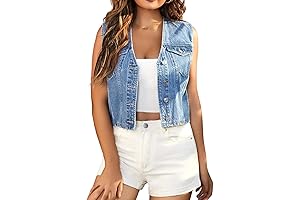 Women's Cropped Denim Vest Top