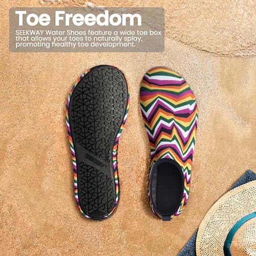 Image of SEEKWAY Water Shoes Women Men Adult Quick-Dry Aqua Socks Barefoot Non Slip for Beach Swim River Pool Lake surf Black SK002(U)