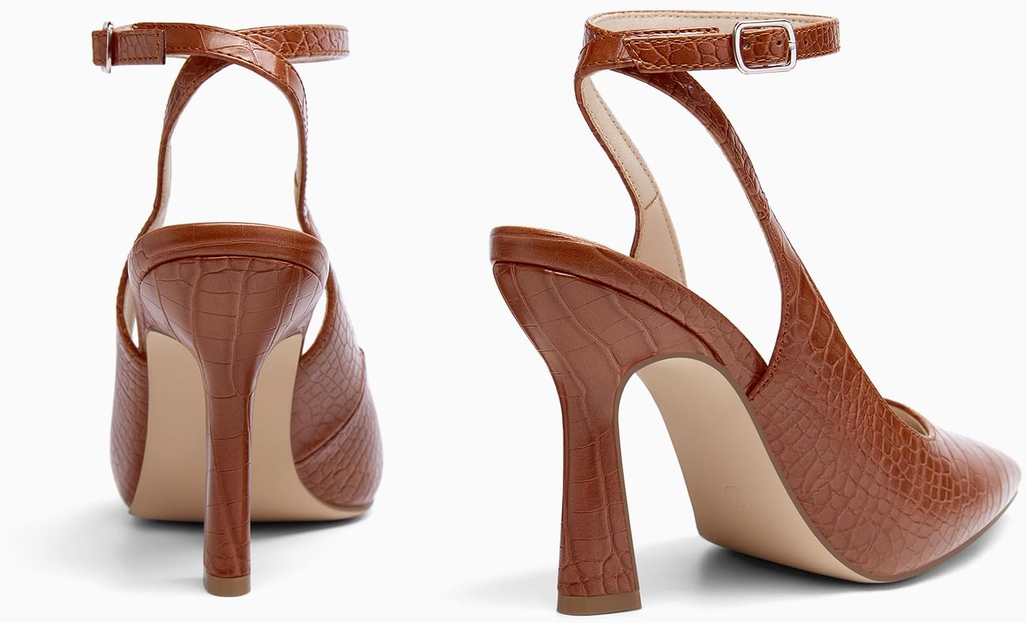 Coutgo Womens Closed Toe High Heels Slingback Pointed Toe Pumps Ankle Strap Dress Shoes - Image 5