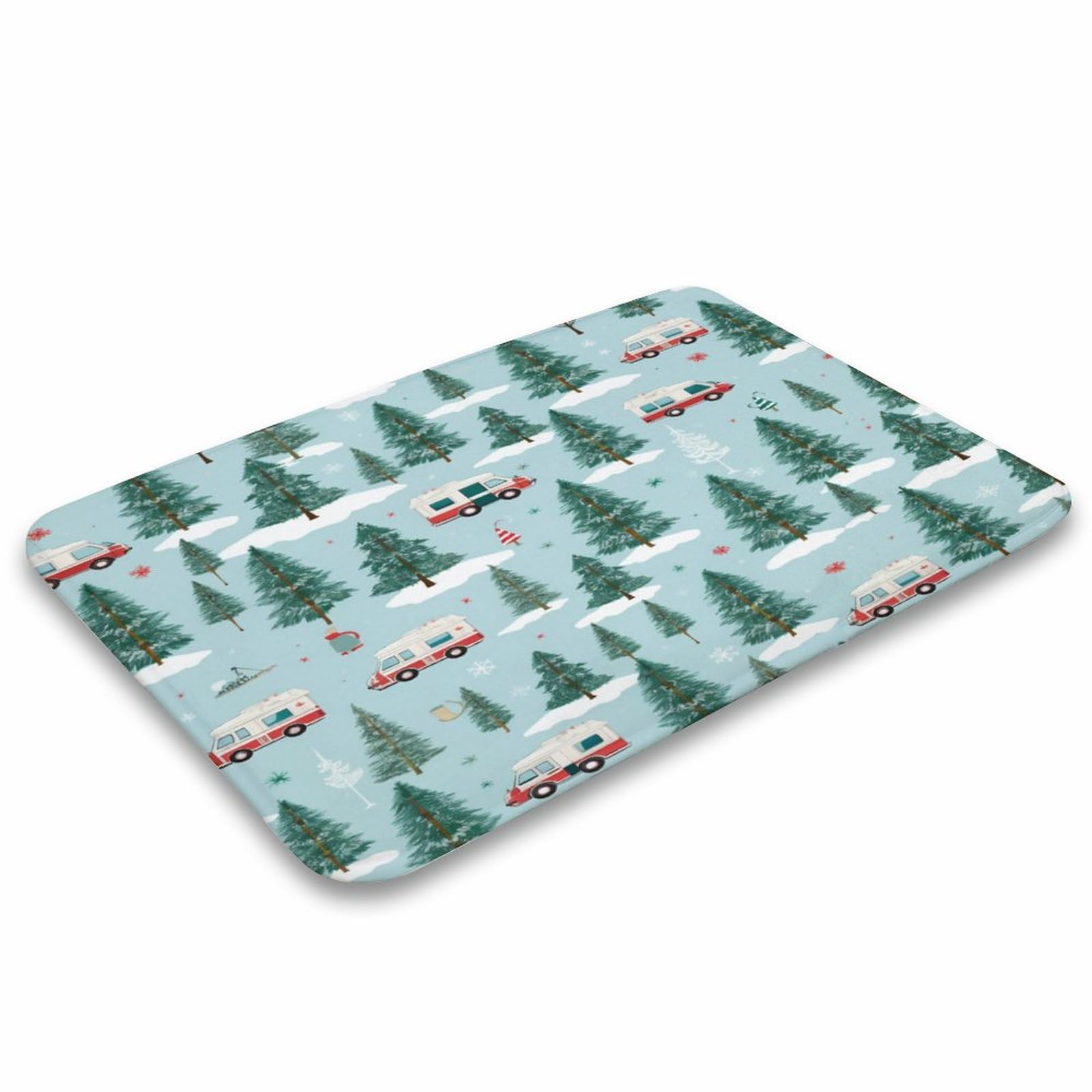 Cartoon Ambulance Christmas Tree Bathroom Mats Rugs Children's Boy Girl Cute Cartoon Ambulance Bus Print Absorbent Doormat Soft Microfiber Soft Washable Non Slip Absorbent Shower Carpet 20
