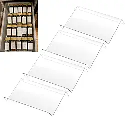 COXWANG Porta-temperos de cozinha de acrílico, organizador de especiarias de acrílico, bandeja de temperos de cozinha para gaveta/bancada, 4 camadas, organize e exiba seus temperos e temperos (frascos