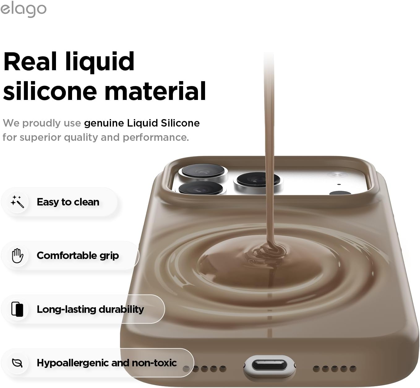 elago for iPhone 17 Pro Case, Premium Magnetic Silicone Case, Compatible with MagSafe, Liquid Silicone Material, Protective Cover, Shockproof, Slim Phone, 6.3 inch (Brown) - Image 6