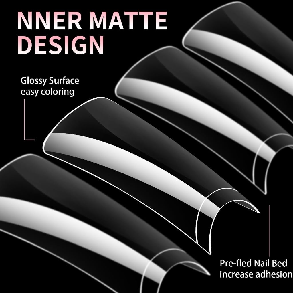 504 Pcs Clear Nails Tips for Nails Extensions Curved Nails Tips Nails Tips Half Covers False Nails