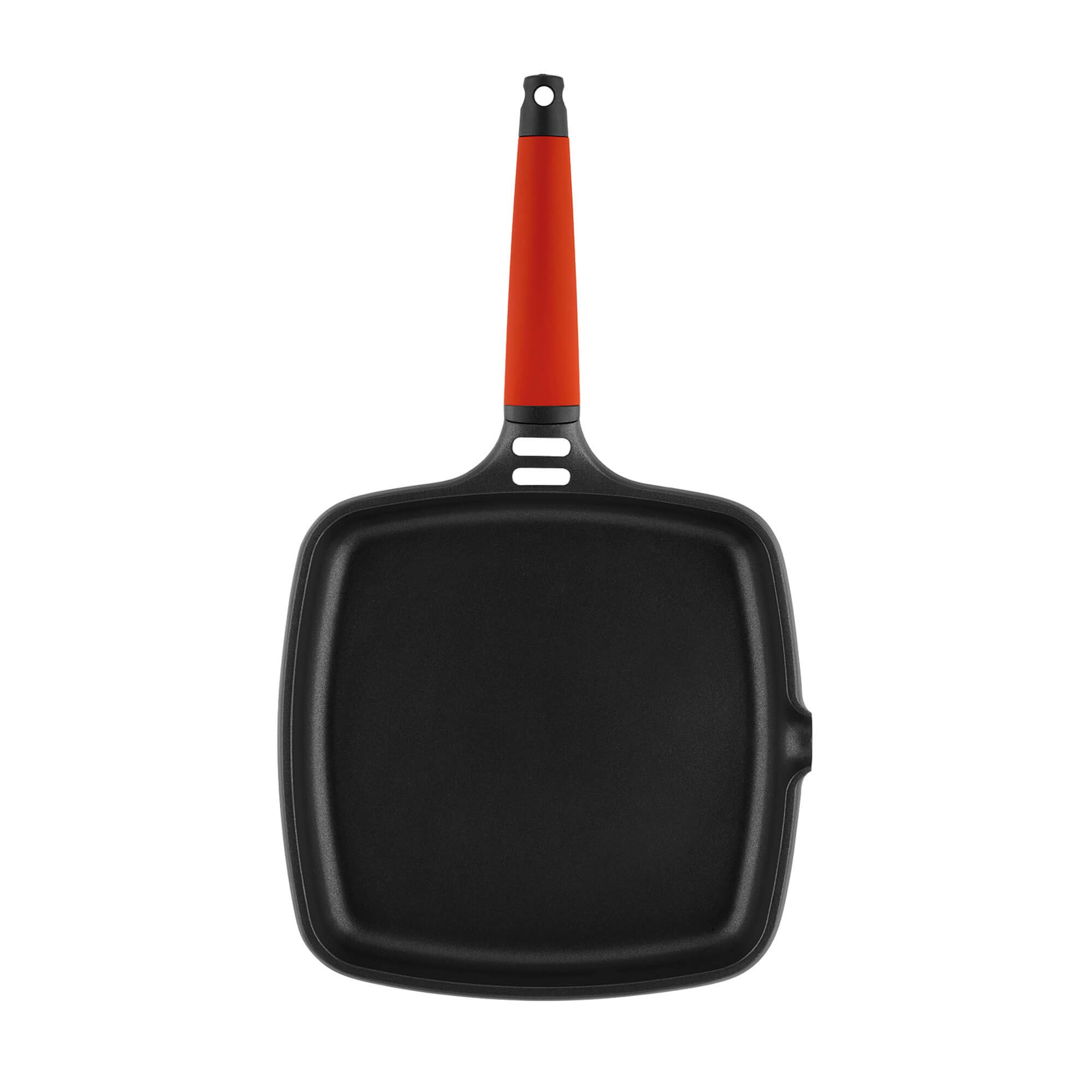 Castey - Grill Asador de Inducción, 27 cm, Modelo 2-IP27, Color Rojo, Mango Desmontable, Sartén Antiadherente de Aluminio, Distribución Homogénea del Calor, Fácil de Limpiar