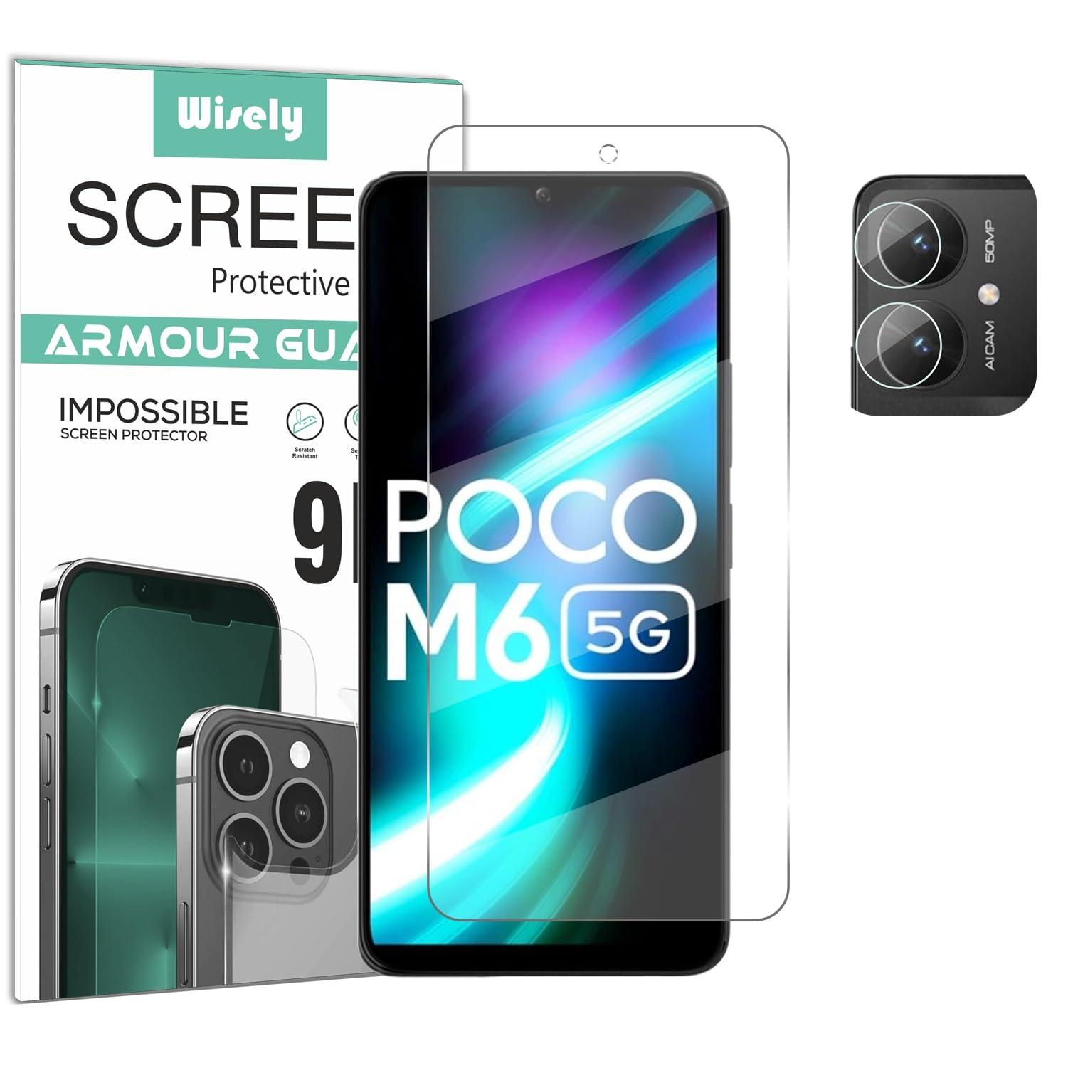 Wisely 2in1 Impossible Unbreakable Camera Lens Nano Glass + Front Guard Screen Protector for Poco M6 5G Anti Scratch Flexible Screen Guard HD Clear (B0D9QNCBKW) Amazon Price History, Amazon Price Tracker