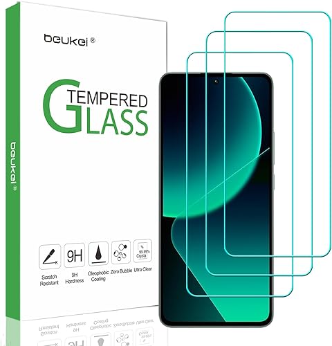 beukei (3 unidades) Compatible con Xiaomi Mi 13T ProXiaomi Mi 13T Protector de pantalla de vidrio templado, sensible al tacto, compatible con