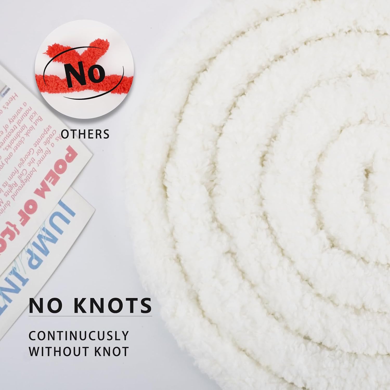 Chunky Yarn for Hand Knitting, Chunky Chenille Blanket Yarn for Crocheting, Bulky Soft Fluffy Chenille for Blanket Project, 8 Pack of 8oz/25yds, White