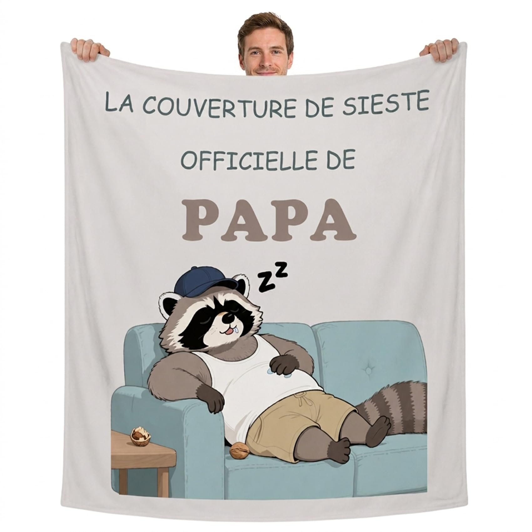 Cadeau pour papa couverture flanelle contre la fraîcheur des soirées d'hiver