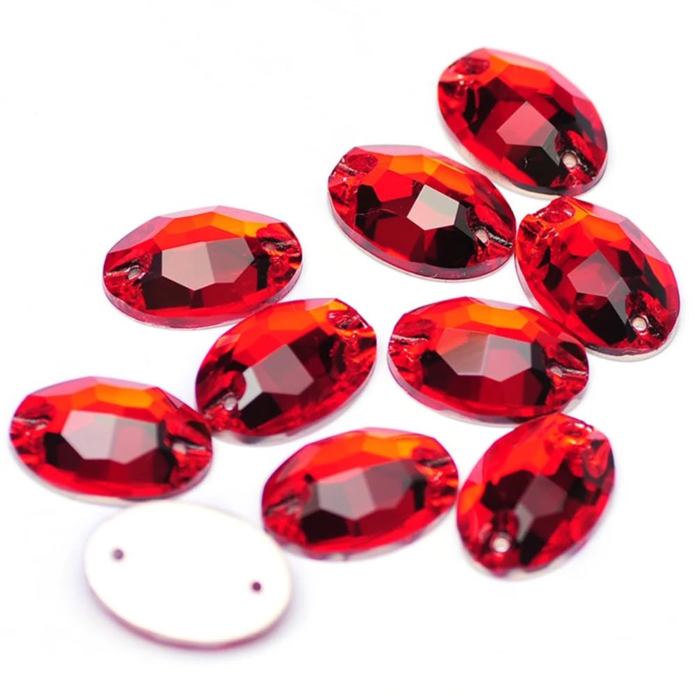 Przezroczyste szkło, kryształowy kamień, Owalne szklane kryształki do szycia, płaskie z tyłu, do przyszycia, DIY, luźne kryształki(Smoked Topaz,11x16mm 72Pcs)