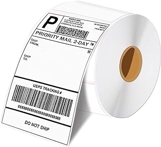 4'×6' Label Paper 500 pcs/ROLL for Label for Label pritner Shipping Label.1roll,Thermal Labels,Thermal Direct Shipping Label, Strong Adhesive, use for Postage Adhesive Labels，White